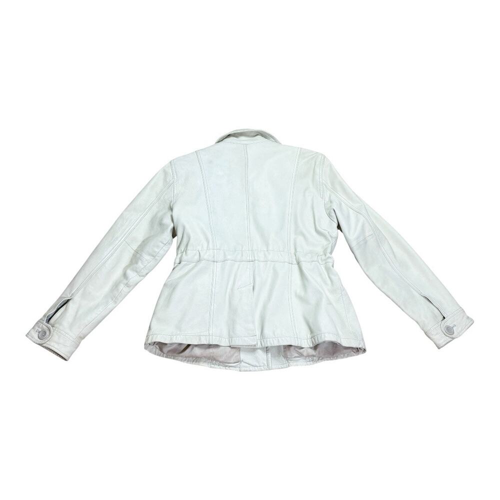 Gap Vintage 90s Y2K White Leather Jacket Large - Picture 2 of 9